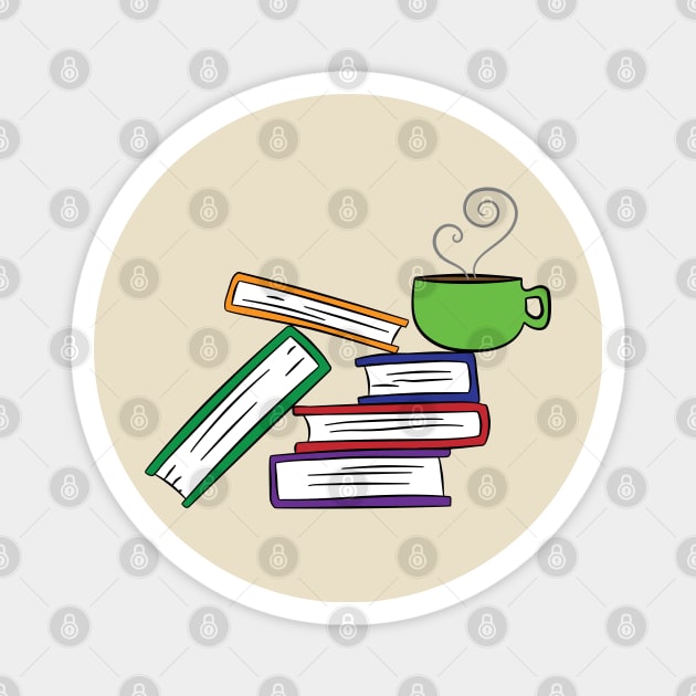 Books and Coffee Magnet by Character Alley